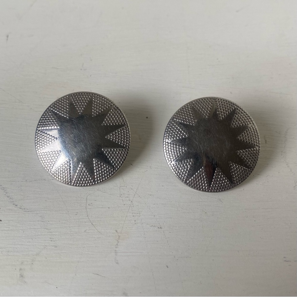 Western Silver Star Concho Earrings